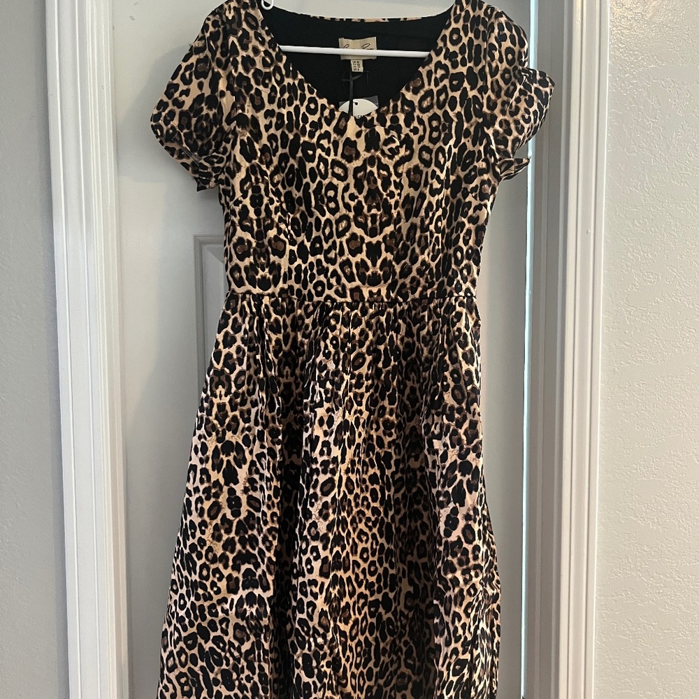 Lindy Bop Leopard Print Swing Dress